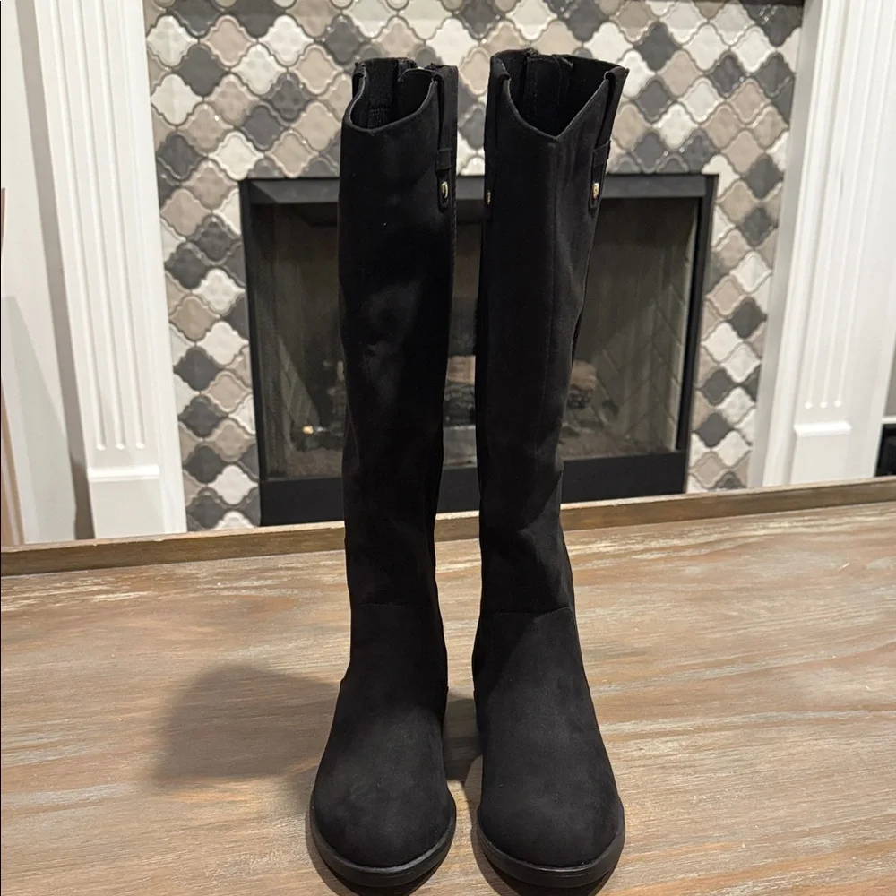 Kenneth Cole Wind Stretch Riding‎ Boots Black Suede Size 5 Classic Tall Boot